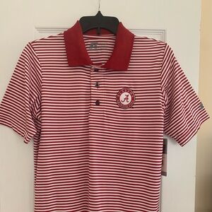 Russell Athletic Red and White Striped Polo
